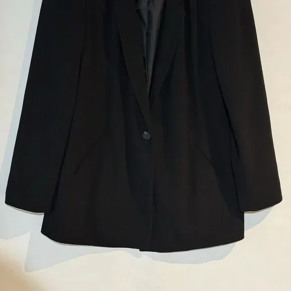 Vince Camuto Black Blazer Women Size 12 One Button Lined Career Jacket - Picture 9 of 16